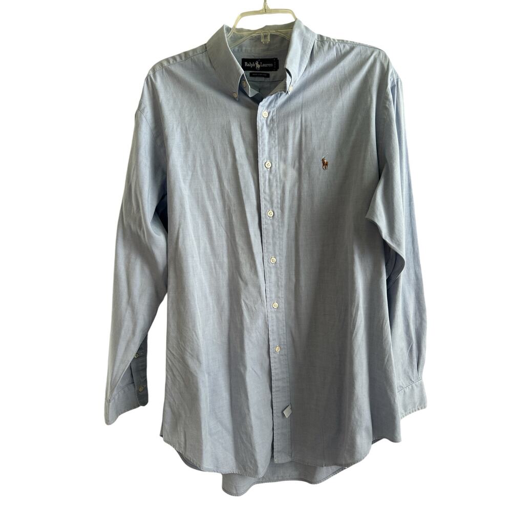 Ralph Lauren 100% Cotton Men's Dress Shirt Light Blue Size 17 34